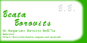 beata borovits business card